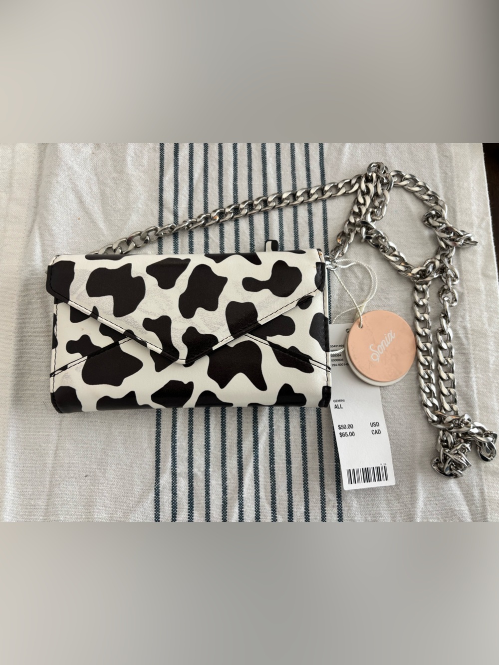 Designer-Inspired Black and White Cow Print Crossbody Bag by Sonix